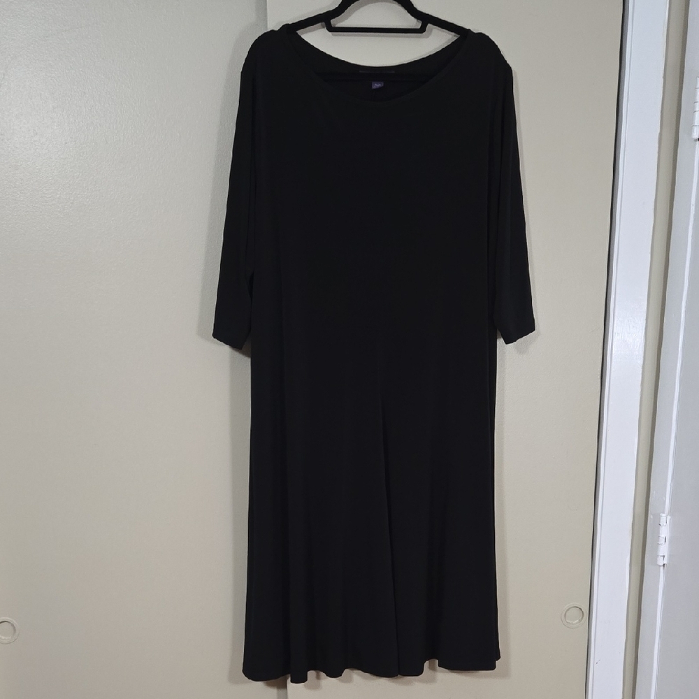 Roaman's Classic Black 3/4 Sleeve Midi Dress Size 2X 26/28